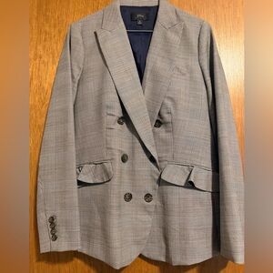 J. Crew Gray Plaid Double-Breasted Blazer